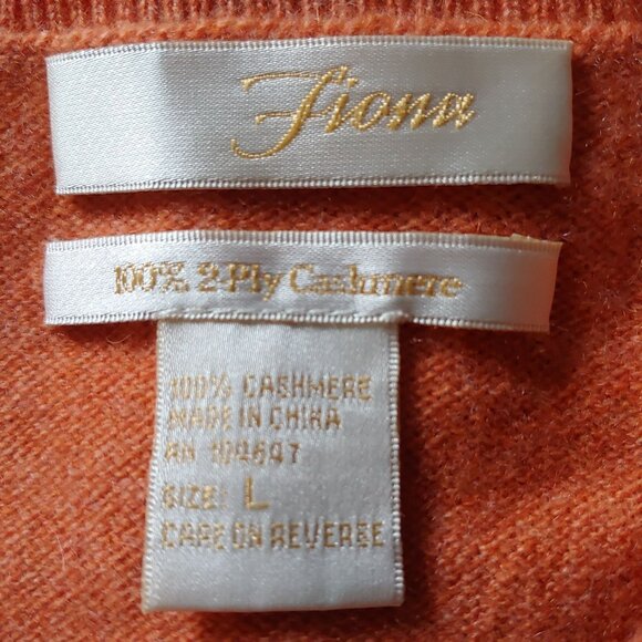 Fiona Womens Burnt Orange 2 Ply Cashmere Long Sleeve Sweater Soft L - Picture 11 of 11